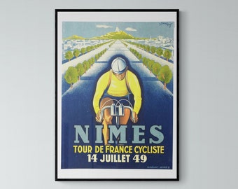 Affiche Cyclisme Tour de FRANCE 1949 Nîmes