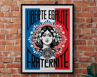 Poster Liberty, Equality, Fraternity, Marianne