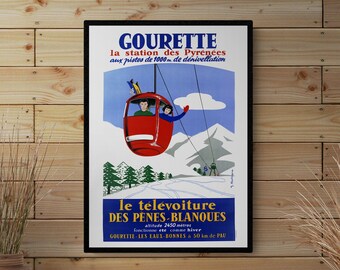 Gourette Pyrenees ski poster