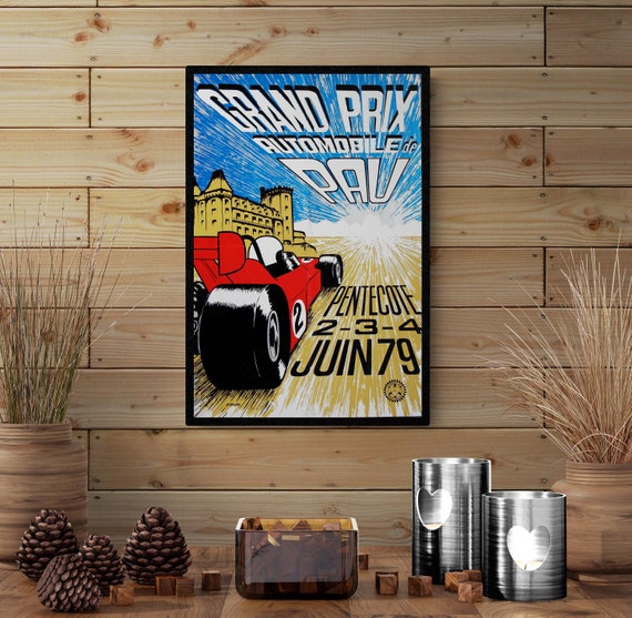 Affiche Marcel Pyrénées, Pau, grand prix automobile 30 x 40