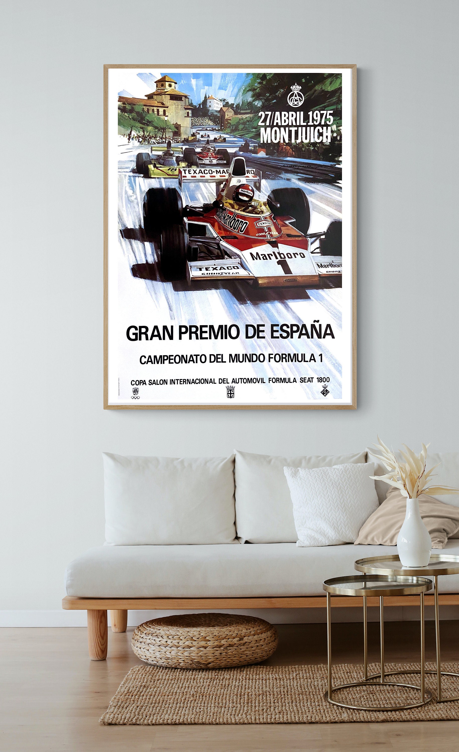Poster for the 1975 Spanish Grand Prix Formula 1 Race at Montjuïc 