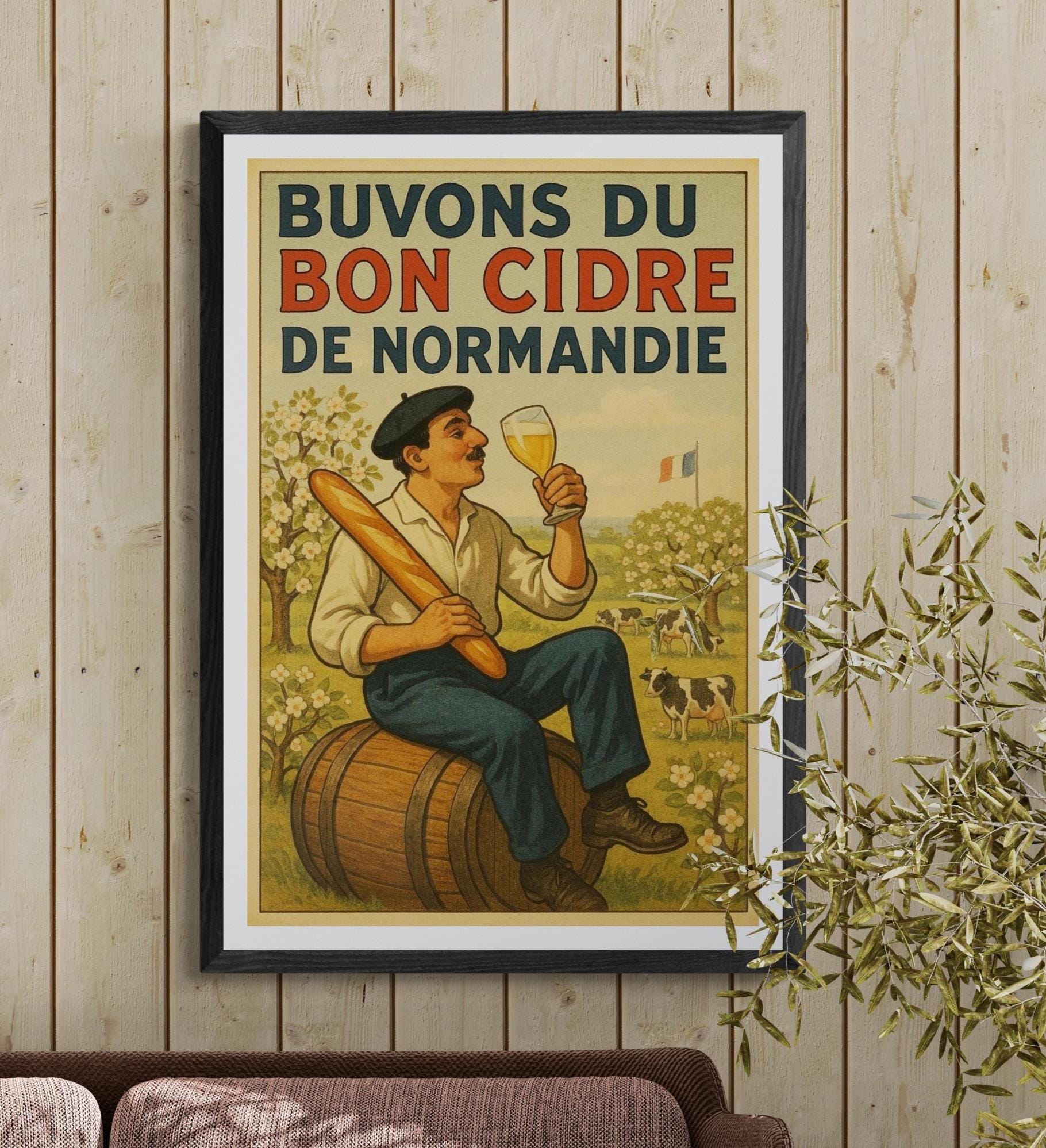 GLACE NORMANDE　 ポスター　広告　フランス　フレンチポスター　販促 Poster: Let's Drink Normandy Cider - Etsy