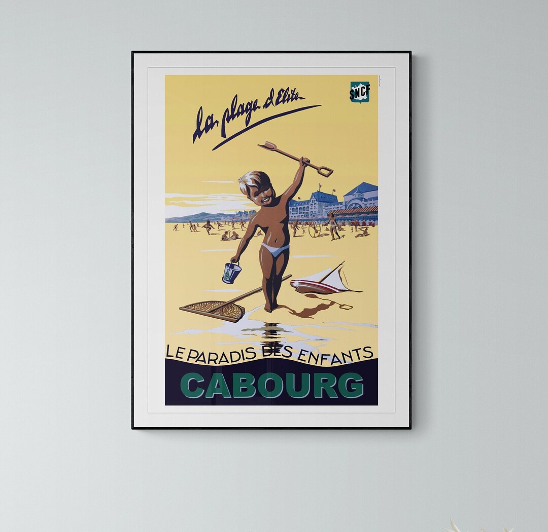 Cabourg Poster Cabanes de Plage | Affiche de voyage vintage en Normandie – My Retro Poster