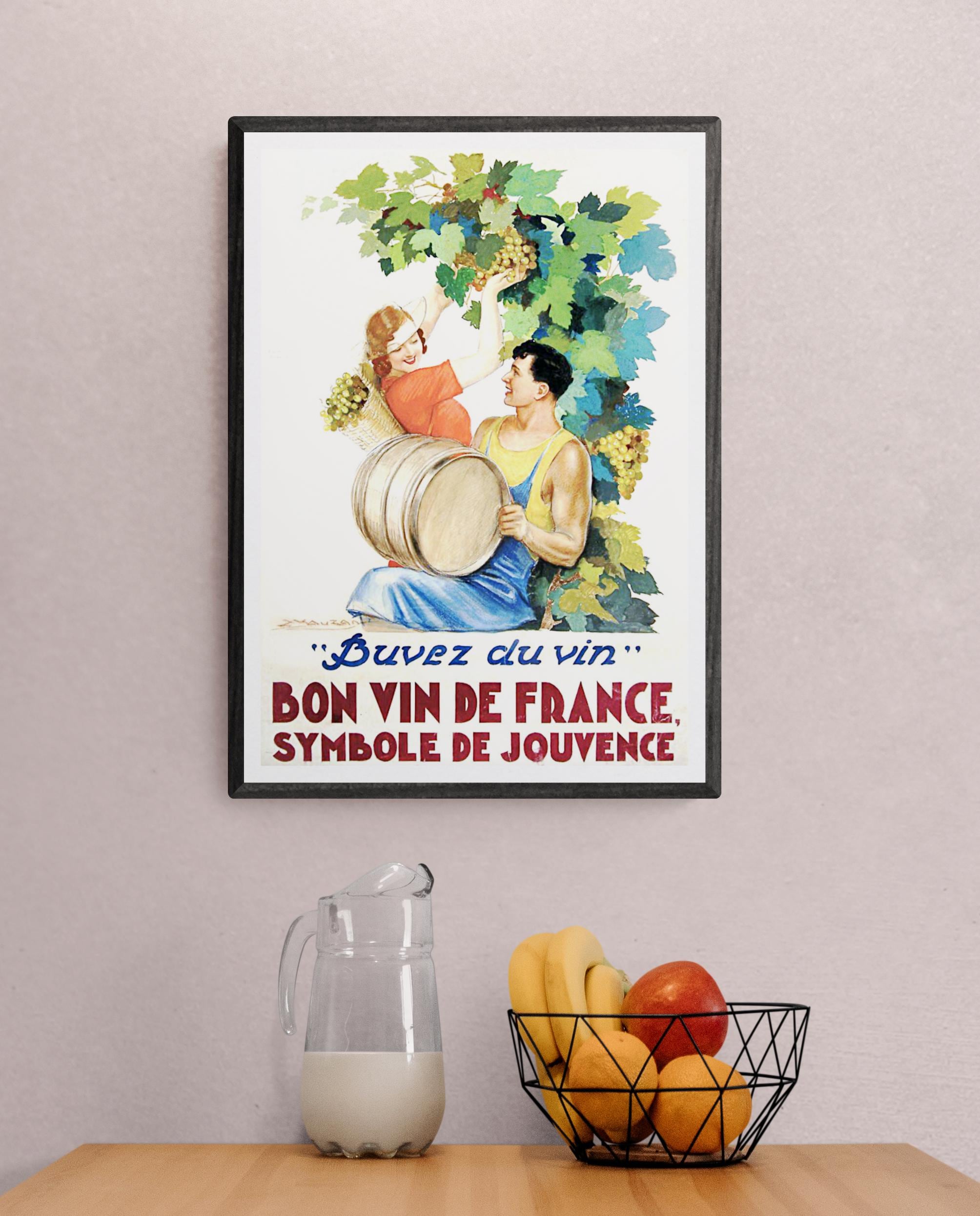 Drink French Wine Poster - Etsy
