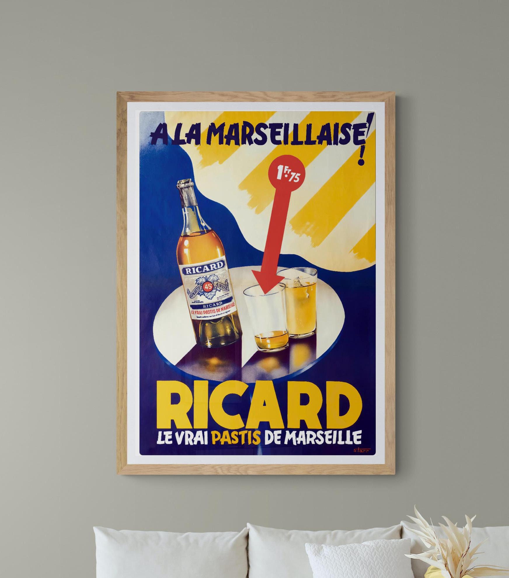 Affiche Provence – Marseille, Aix, Pastis Ricard, Alpes, Cannes, Monaco, Nice