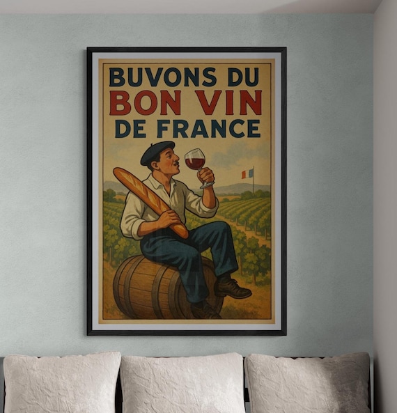 ポスター：フランスワインを飲もう - Etsy 日本