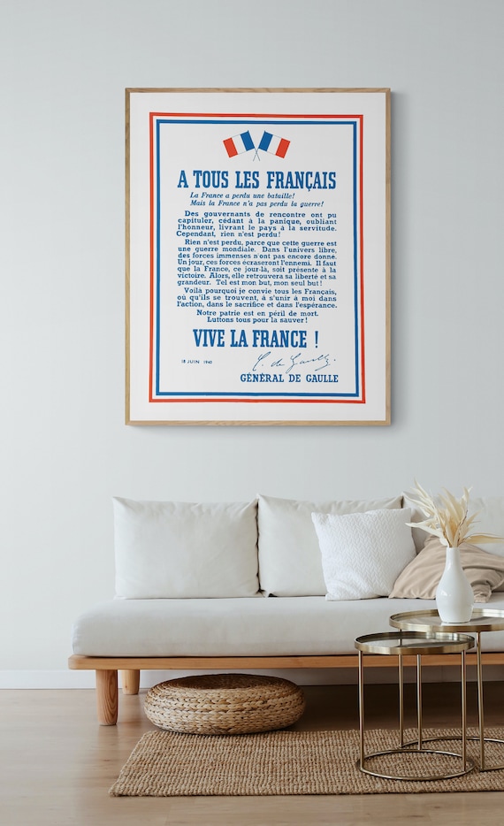 Tableau Toile Général De Gaulle - Dimensions 50x70 Cm - Neuf, Décoration Murale Patriotique
