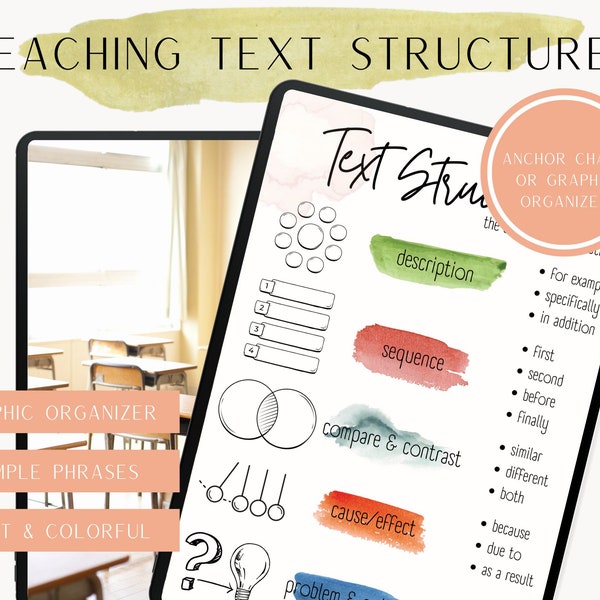 Text Structure Graphic Organizer / Classroom Graphic Organizer / Homeschool Graphic Organizer / Education Digital Download