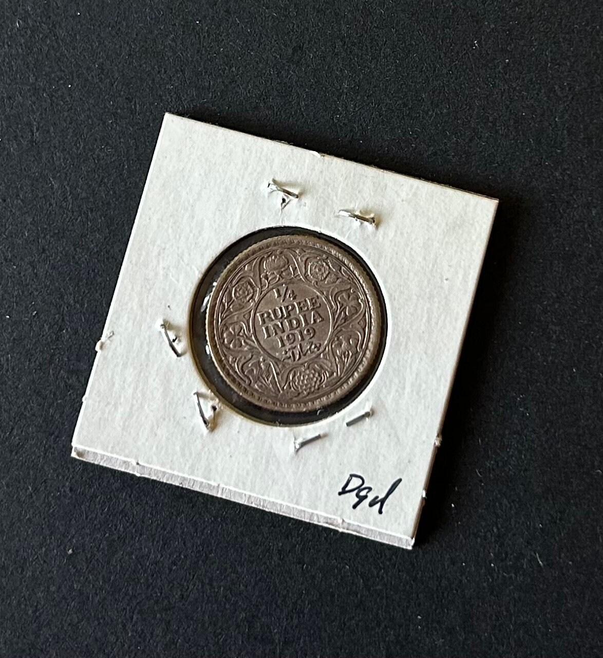 希少 1919 1/4 ルピー イギリス-インド ジョージ 5 世と皇帝