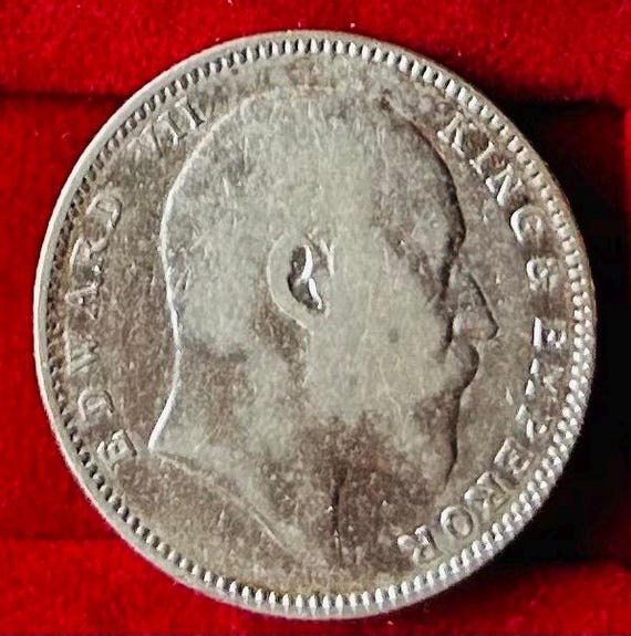 英領インド✨エドワード7世/ 1904年 /1ルピー銀貨/環付き 1907 インド 1 ルピー 銀貨 キング エドワード 7 世 KM#508 希少
