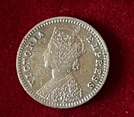 Vintage Rare British India 1891 Queen Victoria 2 Annas KM#488
