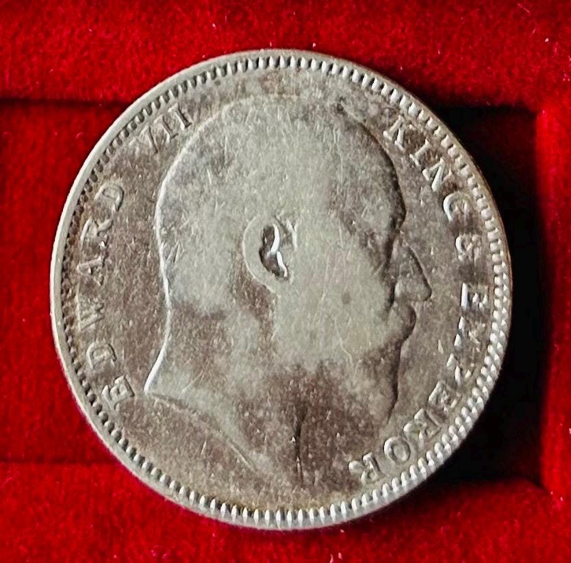 1907 インド 1 ルピー 銀貨 キング エドワード 7 世 KM#508 希少