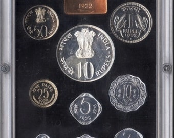 1972 Proof 9 Coin Set of 25th Anniversary of Independence of Bombay Mint of Republic India,Silver