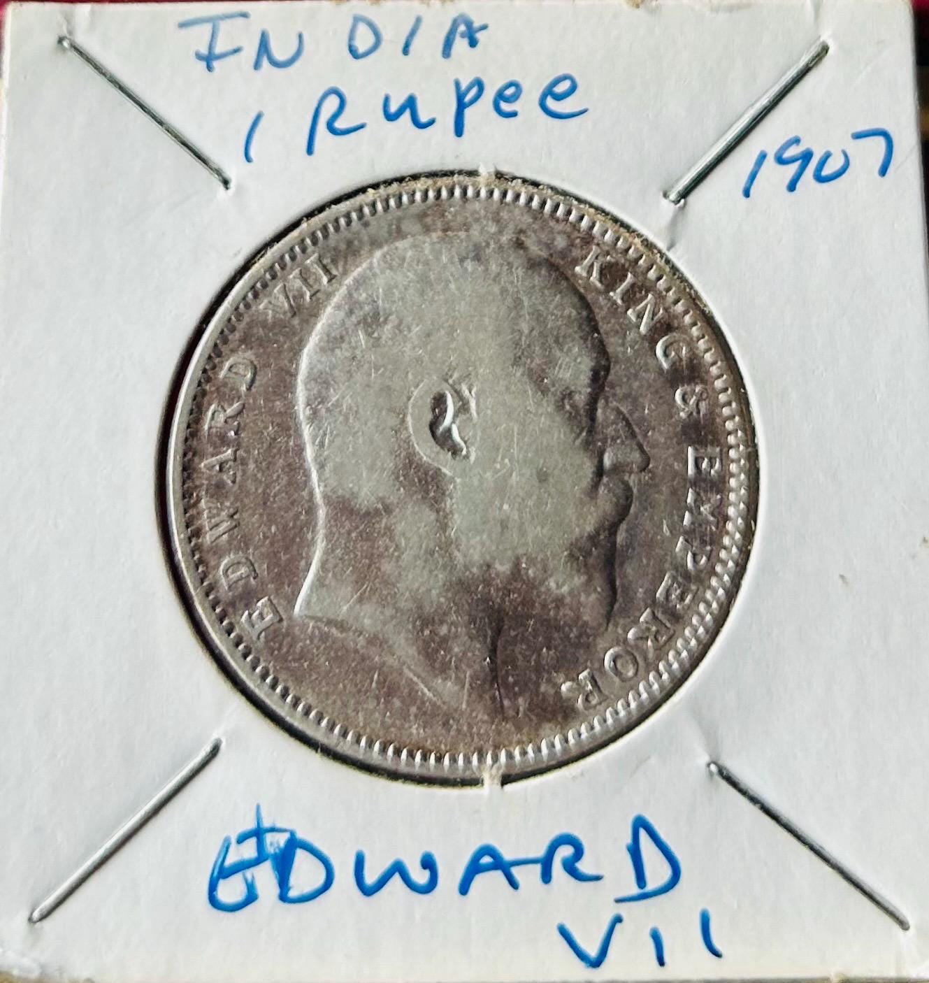 1907 インド 1 ルピー 銀貨 キング エドワード 7 世 KM#508 希少