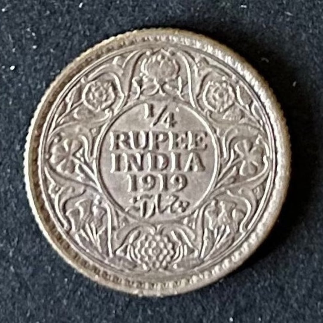 希少 1919 1/4 ルピー イギリス-インド ジョージ 5 世と皇帝