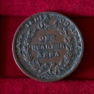 RARE 1835 India Quarter Anna India KM#446 Vintage Coin East India Company