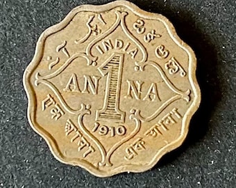 1910 British India Edward VII King & Emperor 1 Anna Coin Rare KM#504