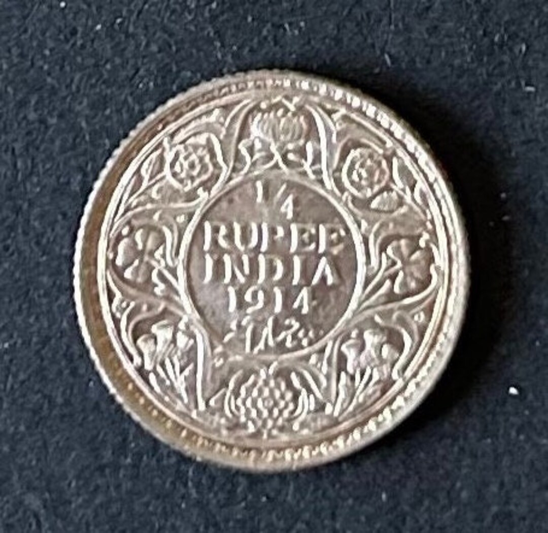 RARE 1914 1/4 Rupee British-india. King George V & Emperor Vintage KM ...