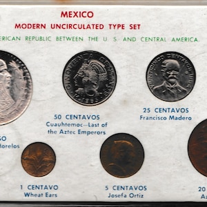 Mexico Modern 6 Coins Uncirculated Type 1964 Silver Peso Mint Set