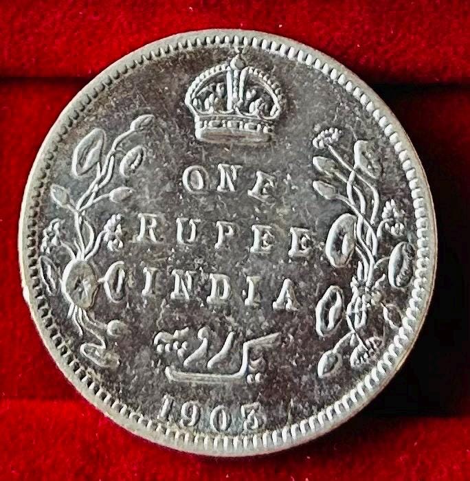 1905 India 1 Rupee Silver coin King Edward VII KM#508 RARE British India Coin