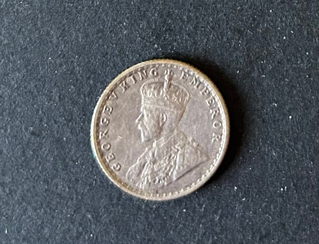 希少 1919 1/4 ルピー イギリス-インド ジョージ 5 世と皇帝