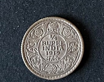 希少 1919 1/4 ルピー イギリス-インド ジョージ 5 世と皇帝