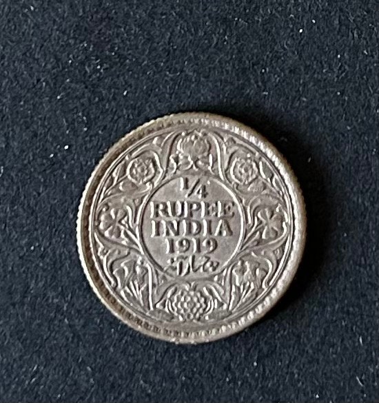 希少 1919 1/4 ルピー イギリス-インド ジョージ 5 世と皇帝