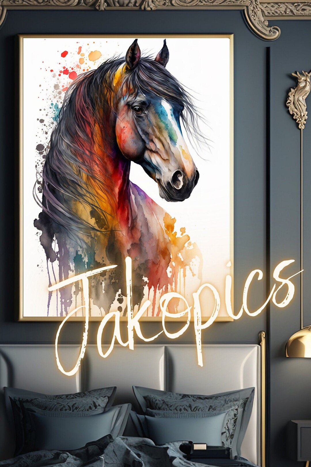 Horse PRINTABLE Art in Watercolor Horse Horse Poster Gift Animal Decor ...