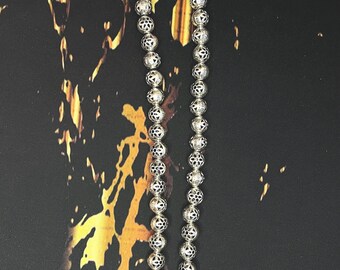 Sterling Silver Hollow Flower Ball Necklace - Gift for Him or Her