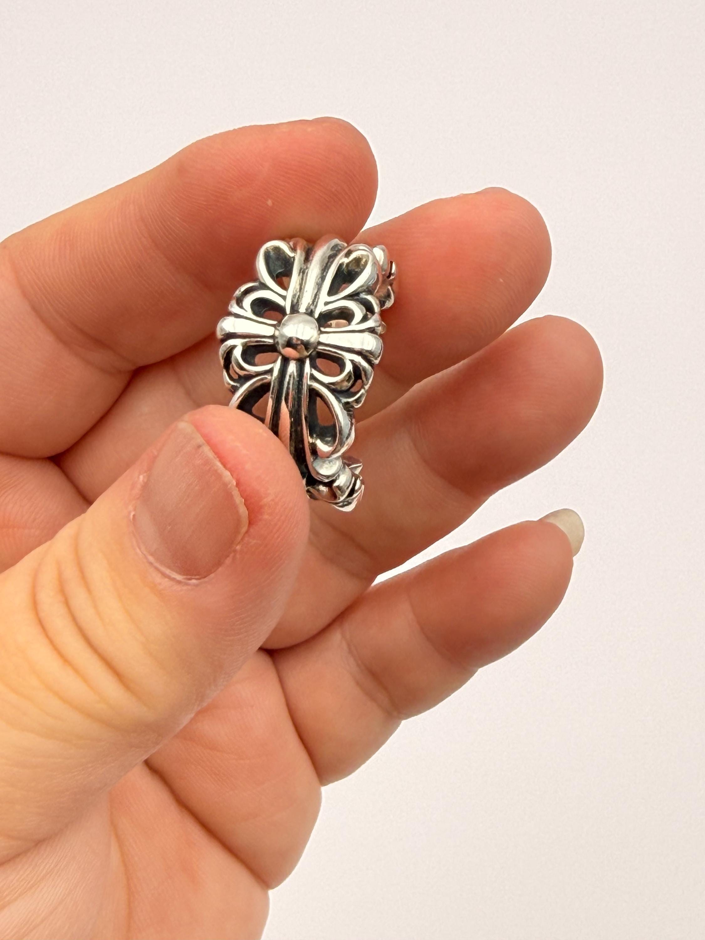 Double Floral Ring Chrome Hearts - Etsy