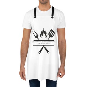 Grill Sergeant Apron - Serving Up Dad Jokes & Burgers Daily, Funny Cooking Gift, BBQ Accessory, Father&#39;s Day Present, Chef Gear
