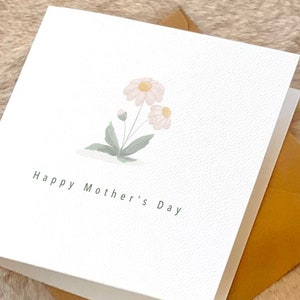 Carte Joyeuse Fête des Mères Carte de voeux carrée camomille pour la Fête des Mères Carte cadeau pour les amoureux des fleurs blanches