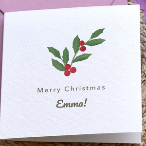 Buon Natale Biglietto di auguri personalizzato con nome Biglietto di auguri di Natale Holly Jolly Minimal