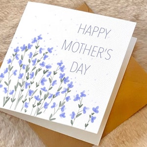Happy Mother's Day Card Vergeet-mij-nietje Bloemengroet Vierkante Kaart Bloemen Liefhebbers Cadeau voor haar