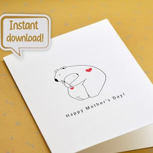 Tarjeta feliz del día de las madres Tarjeta ilustrada del abrazo del oso de mamá Regalo lindo para su tarjeta de felicitación del día de la madre Tarjeta digital del Día de las Madres