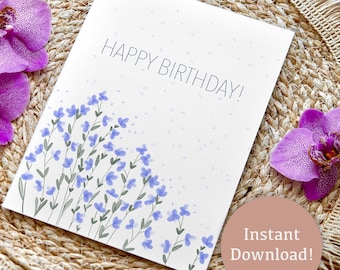 Forget Me Not Floral Birthday Card (Digital Card)
