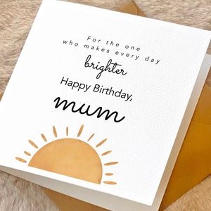Tarjeta de feliz cumpleaños para mamá, personalizada y única, hecha a mano, deseos de sol y calidez