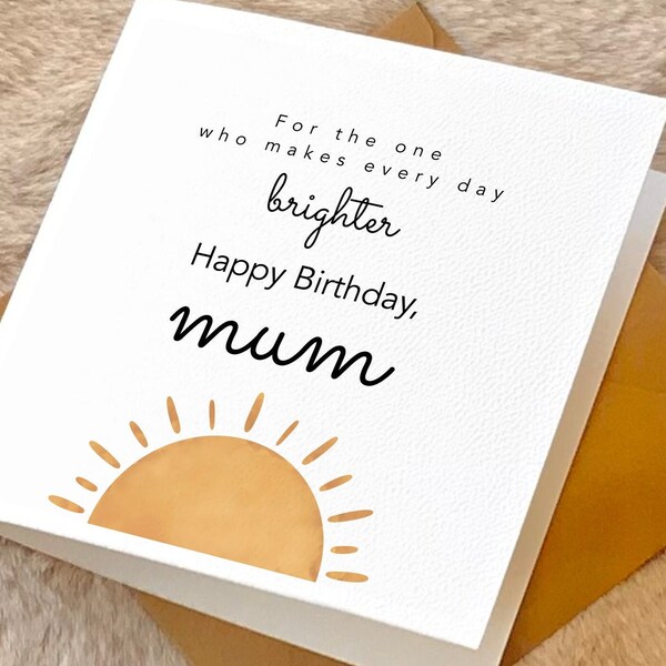 Happy Birthday Mom Karte, personalisiert & einzigartig, handgemacht, Sonnenschein Wünsche und Wärme