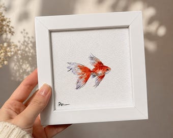 Original Goldfish Watercolor Painting | Miniature Fish Art | Tiny Original Watercolor | Handmade Fish Artwork