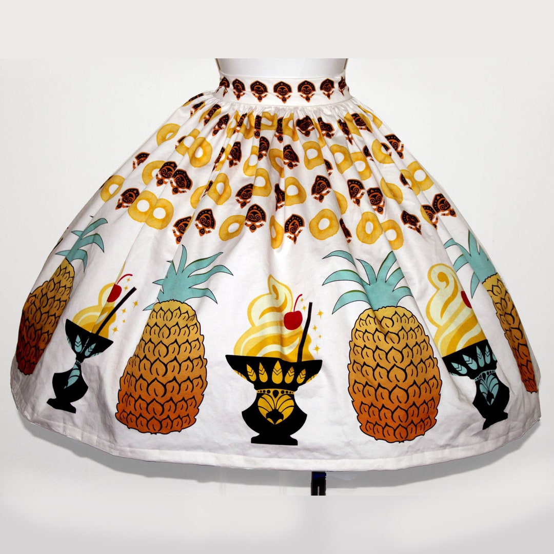 Dole Whip Tiki Pineapple Novelty Border Print Cotton Sateen Etsy