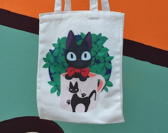 Schwarze Katze Canvas Tote