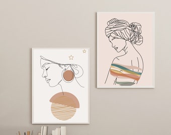 Boho Botanical Art Print, DIGITAL DOWNLOAD, Abstract Botanical Printable Wall Art, Terracotta Print, Boho Wall Decor, Woman Poster
