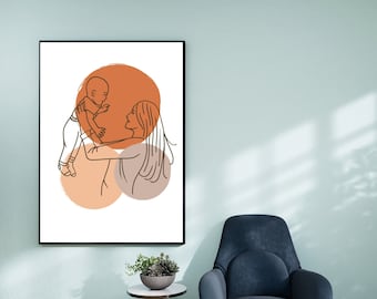 Boho Botanical Art Print, DIGITAL DOWNLOAD, Abstract Botanical Printable Wall Art, Terracotta Print, Boho Wall Decor, Woman Child Poster