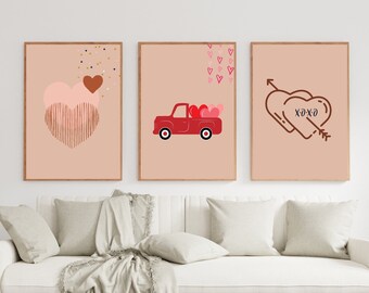 Red Graffity Hearts Wall Art Room Decor Print Fashion Art Nursery Decor,Romantic Printable Art