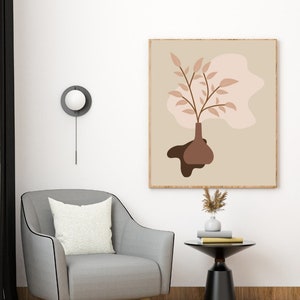 Boho Botanical Art Print, DIGITAL DOWNLOAD, Abstract Botanical Printable Wall Art, Terracotta Print, Boho Wall Decor, Leaf Poster