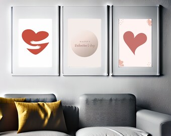 Red Graffity Hearts Wall Art Room Decor Print Fashion Art Nursery Decor,Romantic Printable Art