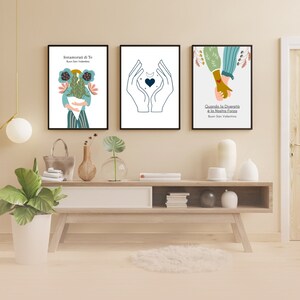 Heart wall art, Set of 3 romantic prints, Valentine’s Day, Fashion decor, Nursery wall art, Printable romantic art.