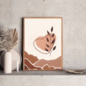 Abstract Botanical Printable Wall Art, Terracotta Print, Boho Botanical Art Print, DIGITAL DOWNLOAD, Boho Wall Decor, Leaf Poster