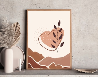 Abstract Botanical Printable Wall Art, Terracotta Print, Boho Botanical Art Print, DIGITAL DOWNLOAD, Boho Wall Decor, Leaf Poster