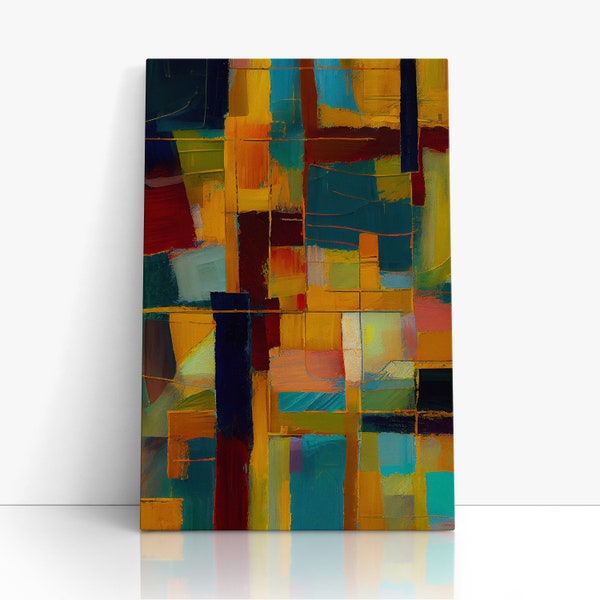 Fine Art Print File: Colorful Mid Century Modern Wall Decor - Digital Oil Painting Prints - Modern Decor Abstract - Van Gogh SVG - 292